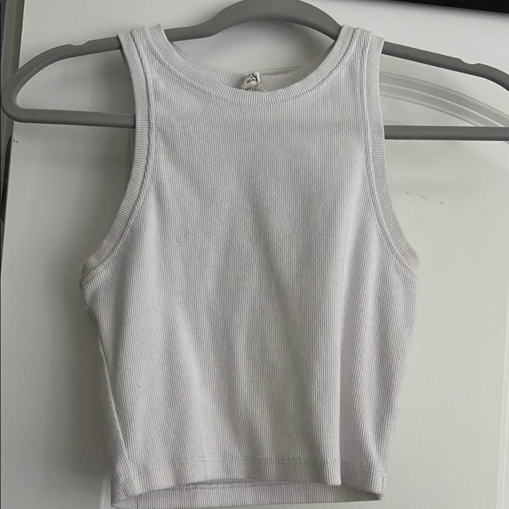 White Ribbed Tank Top